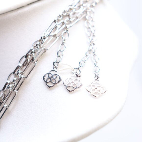 Kendra Scott Davis Silver Tone  Multistrand Necklace in Blue Lace Agate $128 New - Picture 5 of 7